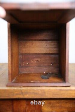 Vintage apothecary wood Cabinet antique counter flap door safe lock no key oak