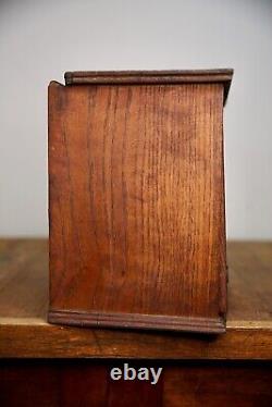 Vintage apothecary wood Cabinet antique counter flap door safe lock no key oak