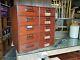 Vintage Bank Of Wooden Library Index Drawers Draws Storage Desk Retro