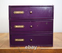 Vintage industrial file cabinet apothecary parts bin tool box storage brass knob