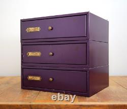 Vintage industrial file cabinet apothecary parts bin tool box storage brass knob