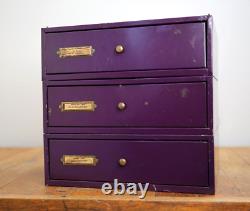 Vintage industrial file cabinet apothecary parts bin tool box storage brass knob