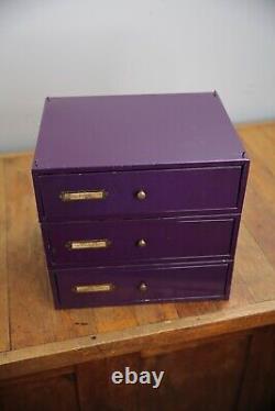 Vintage industrial file cabinet apothecary parts bin tool box storage brass knob