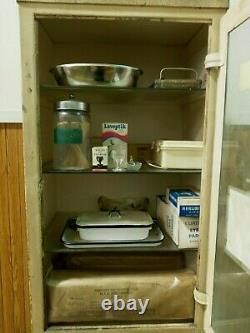 Vintage medical steel glass cabinet with or without contents