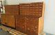 Vintage Oak Hardware Store Counter Cabinet Galvanized Drawers 5 Pcs