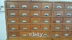 Vintage oak hardware store counter cabinet galvanized drawers 5 Pcs