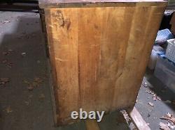 Vintage oak hardware store counter cabinet galvanized drawers 94 x 33h x 25.75