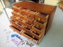 Vintage watchmakers cabinet specimen collectors drawers jewelry box tool chest