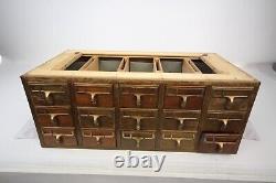 Vintage wood 15 Drawers 3x5 index card or recipe file cabinet 33 x17 & 13 tall