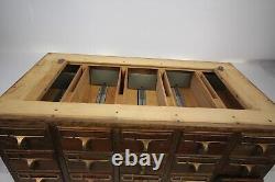 Vintage wood 15 Drawers 3x5 index card or recipe file cabinet 33 x17 & 13 tall