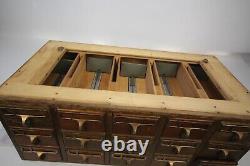 Vintage wood 15 Drawers 3x5 index card or recipe file cabinet 33 x17 & 13 tall