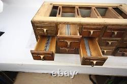 Vintage wood 15 Drawers 3x5 index card or recipe file cabinet 33 x17 & 13 tall