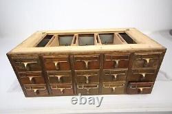 Vintage wood 15 Drawers 3x5 index card or recipe file cabinet 33 x17 & 13 tall