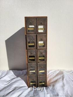 Vintage wood cubby apothecary cabinet mailbox bin storage organizer box 10 Slots