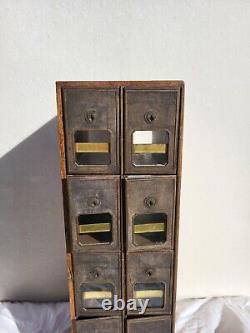 Vintage wood cubby apothecary cabinet mailbox bin storage organizer box 10 Slots