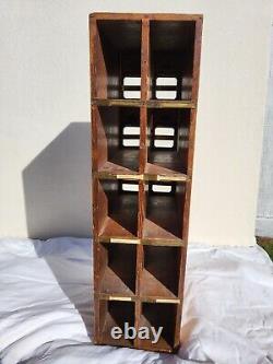 Vintage wood cubby apothecary cabinet mailbox bin storage organizer box 10 Slots