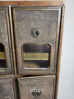 Vintage wood cubby apothecary cabinet mailbox bin storage organizer box 10 Slots