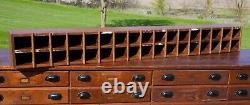 Vintage wood cubby apothecary cabinet mailbox parts bin storage organizer box