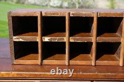 Vintage wood cubby apothecary cabinet mailbox parts bin storage organizer box