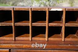 Vintage wood cubby apothecary cabinet mailbox parts bin storage organizer box