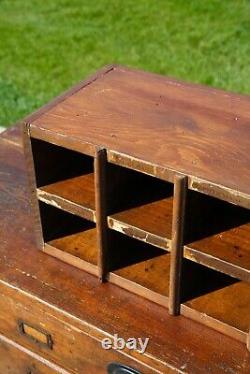 Vintage wood cubby apothecary cabinet mailbox parts bin storage organizer box