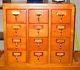 Vintage Wood File Cabinet Card Catalog 12 Drawer With All Hardware Included