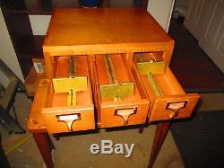 Vintage wood file cabinet card catalog 12 drawer with all hardware included