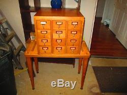 Vintage wood file cabinet card catalog 12 drawer with all hardware included