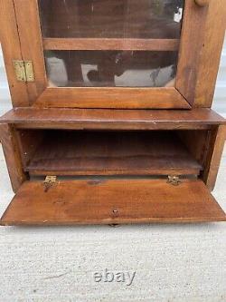 Vintage wooden medicine apocrathy cabinet Hand Made Front Is Clear Plastic