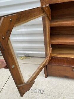 Vintage wooden medicine apocrathy cabinet Hand Made Front Is Clear Plastic