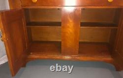 Vntg 2 Piece Maple Step Back China Cabinet Cupboard Cushman Colonial Creations