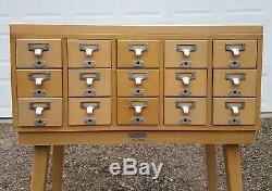 Vtg 15 Drawer Library Index Card Catalog Wood File Cabinet Buckstaff Co UW Wis