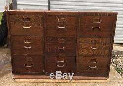 Vtg Antique Oak Legal File Cabinet Yawman Erbe Quartersawn Office Storage Wood