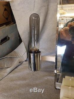 Vtg Art Deco Medicine Cabinet Chrome Sconce Milk Glass Tube Shades 551-16