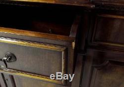 Vtg Breakfront Bubble Glass China Curio Hutch Wood & Glass 6' x 6' 10.5 Lighted