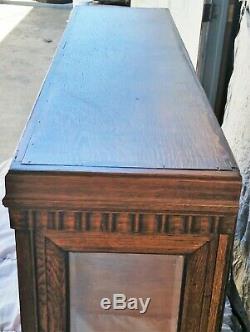 Vtg Carved Oak Tabletop Wall Cabinet Curio China Cupboard Beveled Glass