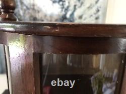 Vtg Curved Glass Wood Curio Display Cabinet Table Top Wall Miniatures 16x11.5
