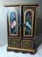 Vtg Fine Hd/ptd Jewelry Wedding Wood Cabinet 14 Ptd Birds A/o 4 Drawers 15 T