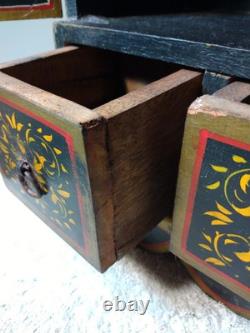 Vtg Fine Hd/Ptd Jewelry Wedding Wood Cabinet 14 Ptd Birds A/O 4 Drawers 15 T