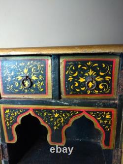 Vtg Fine Hd/Ptd Jewelry Wedding Wood Cabinet 14 Ptd Birds A/O 4 Drawers 15 T