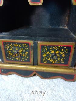 Vtg Fine Hd/Ptd Jewelry Wedding Wood Cabinet 14 Ptd Birds A/O 4 Drawers 15 T
