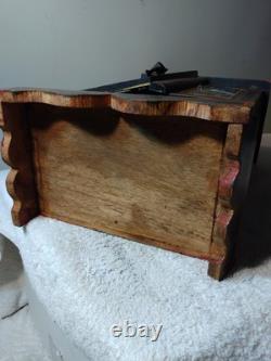 Vtg Fine Hd/Ptd Jewelry Wedding Wood Cabinet 14 Ptd Birds A/O 4 Drawers 15 T