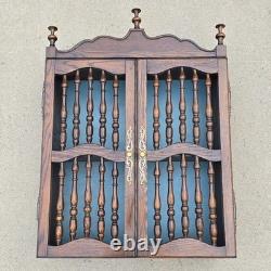 Vtg Hard Wood Apothecary Cabinet Curio Spice Shelf Rack Display Cottage Gothic