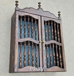 Vtg Hard Wood Apothecary Cabinet Curio Spice Shelf Rack Display Cottage Gothic