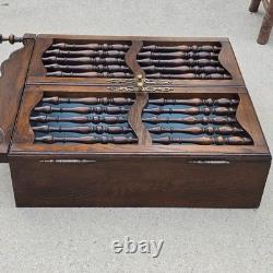 Vtg Hard Wood Apothecary Cabinet Curio Spice Shelf Rack Display Cottage Gothic