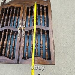 Vtg Hard Wood Apothecary Cabinet Curio Spice Shelf Rack Display Cottage Gothic