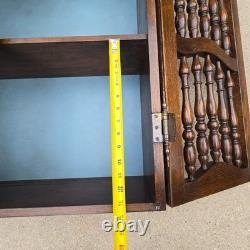 Vtg Hard Wood Apothecary Cabinet Curio Spice Shelf Rack Display Cottage Gothic