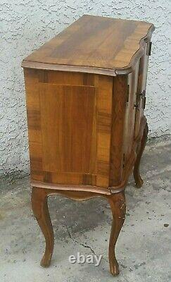 Vtg Italian Burl Walnut Tall Night Stand Console Entryway Cabinet Bar