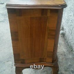 Vtg Italian Burl Walnut Tall Night Stand Console Entryway Cabinet Bar