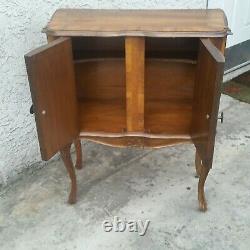 Vtg Italian Burl Walnut Tall Night Stand Console Entryway Cabinet Bar